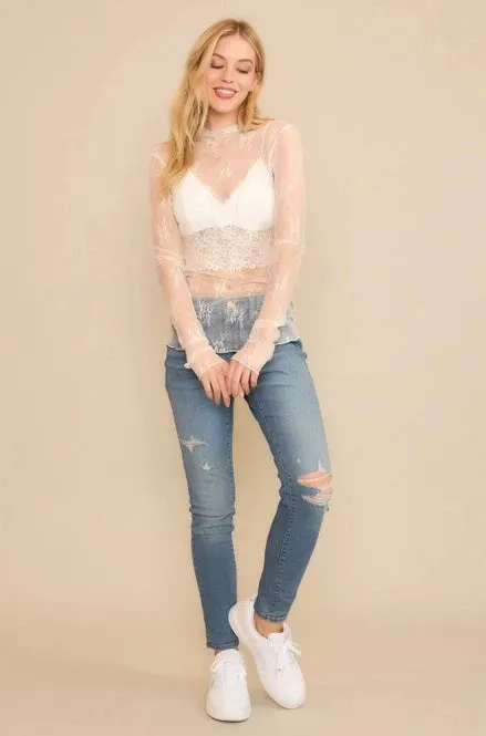Mesh Lace Fitted Top | White sold by Bella Chic product image thumbnail 3