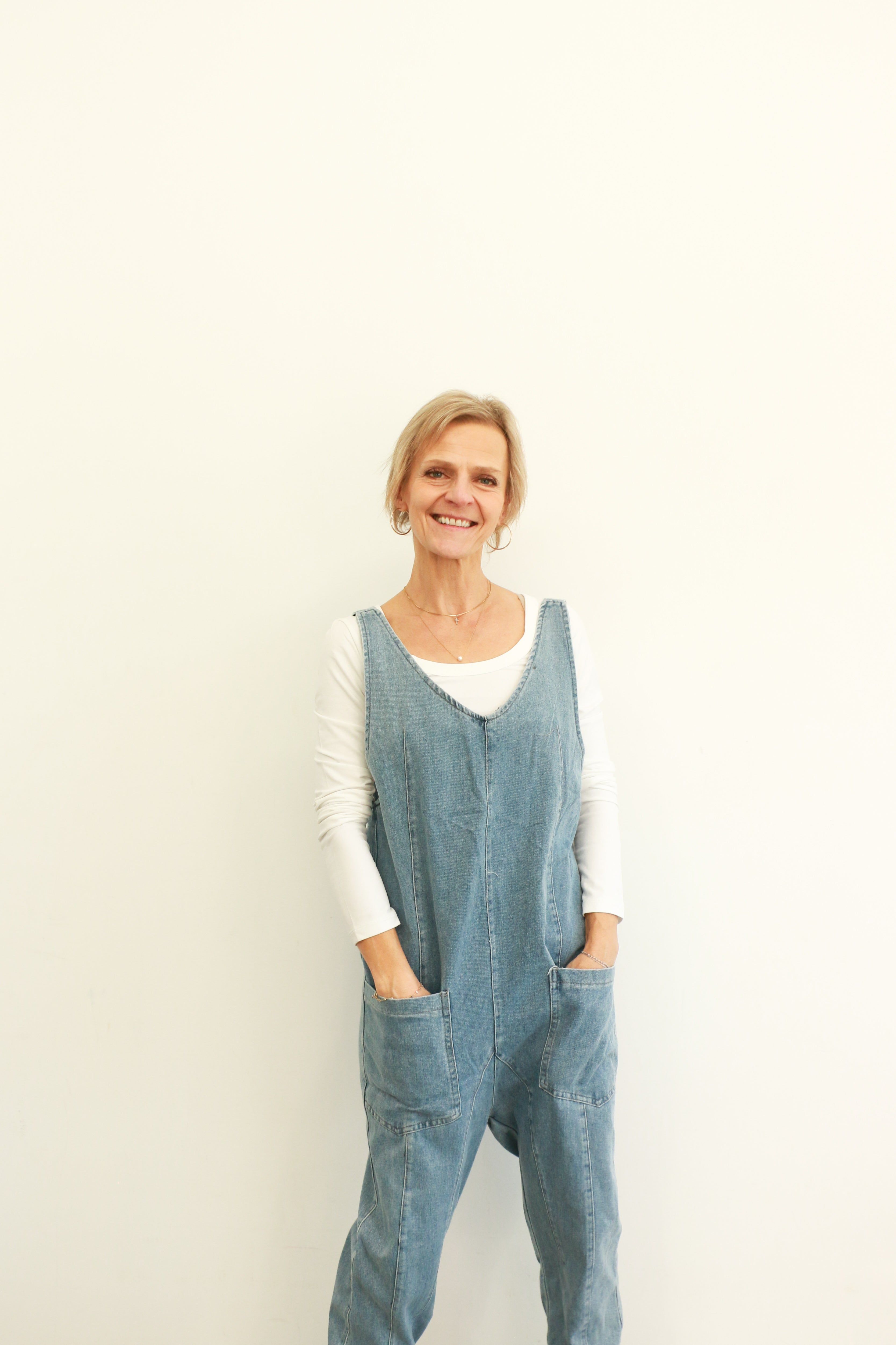 Denim Jumpsuit | Light Blue sold by Bella Chic