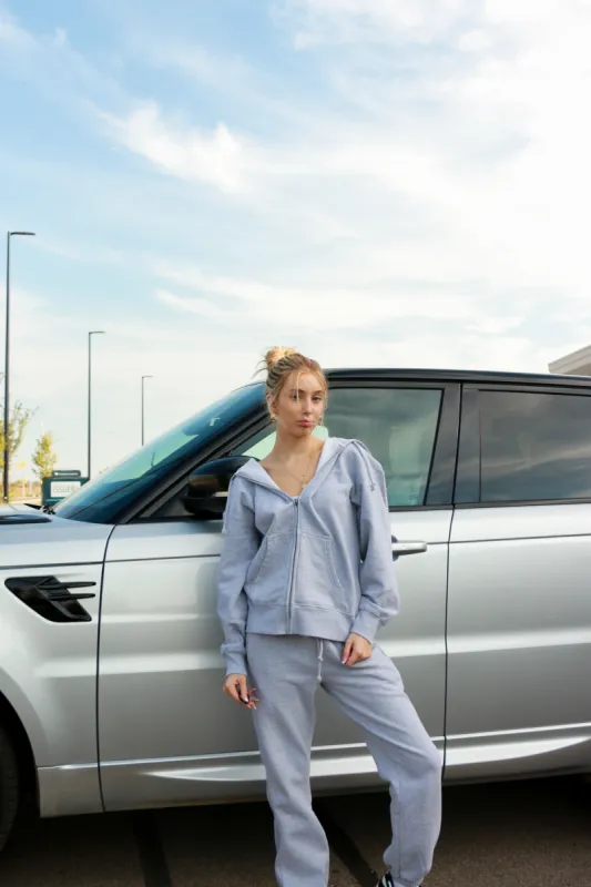 Hollie Boyfriend Zip Up | Heather Grey sold by Bella Chic