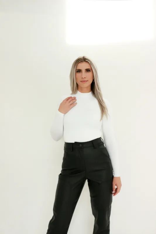 Mika Mock Neck Long Sleeve Bodysuit | White sold by Bella Chic