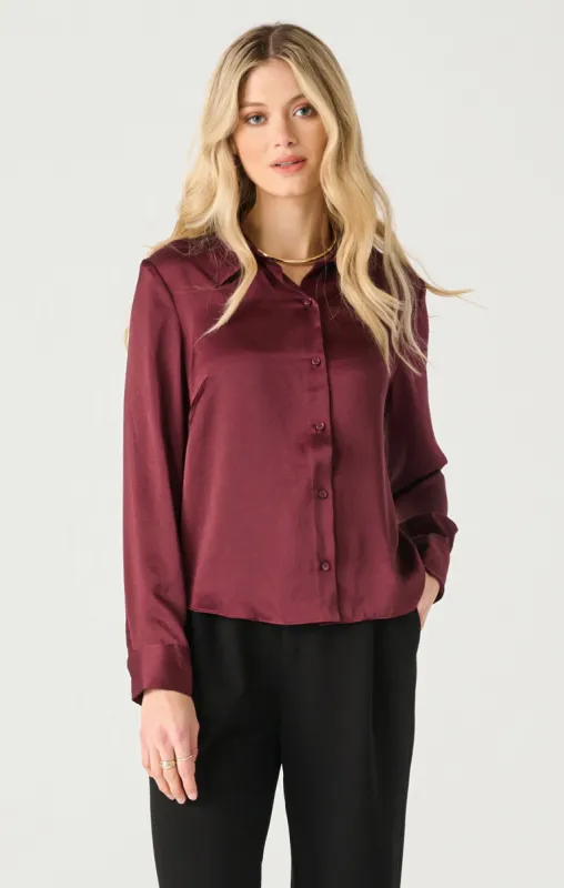 Flowy Satin Blouse | Deep Burgundy sold by Bella Chic