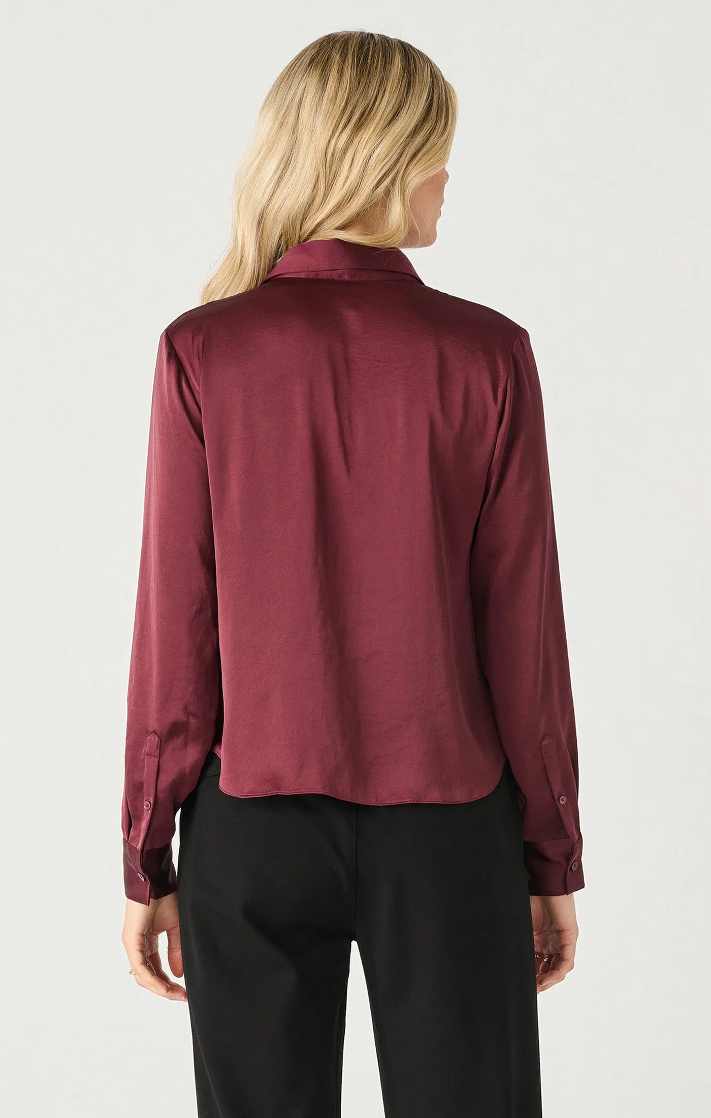 Flowy Satin Blouse | Deep Burgundy sold by Bella Chic product image thumbnail 2