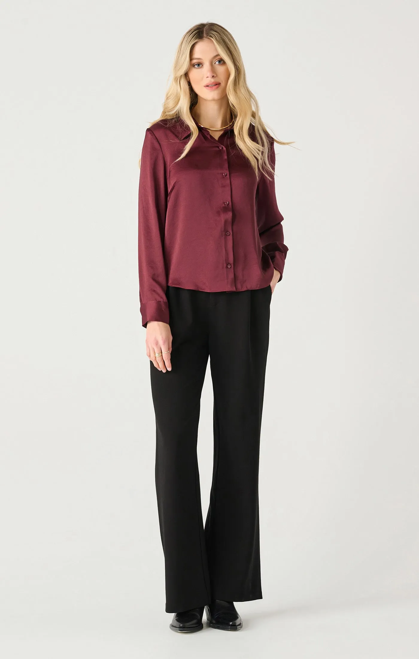 Flowy Satin Blouse | Deep Burgundy sold by Bella Chic product image thumbnail 3
