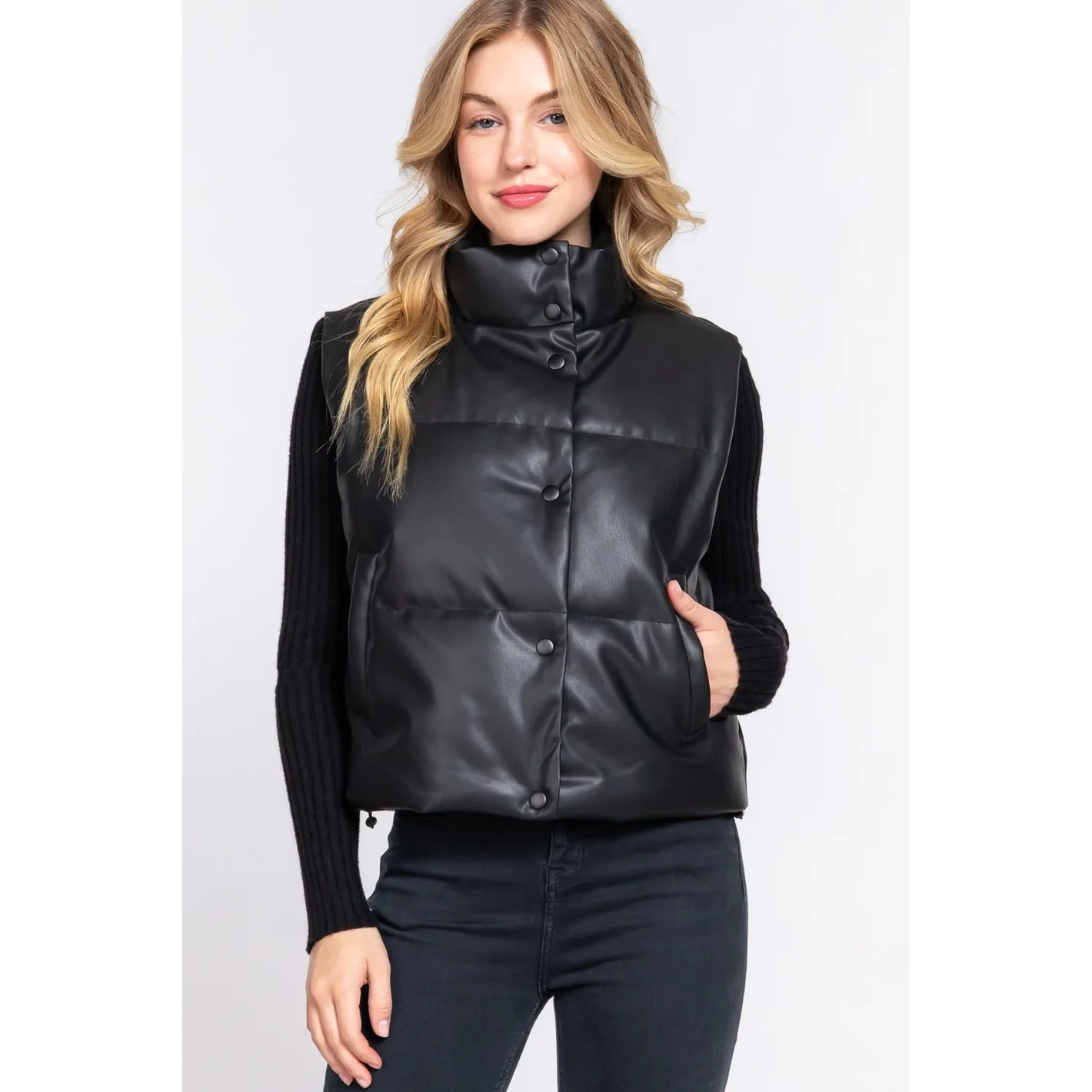Puffer Vest | Faux Leather sold by Bella Chic product image thumbnail 2