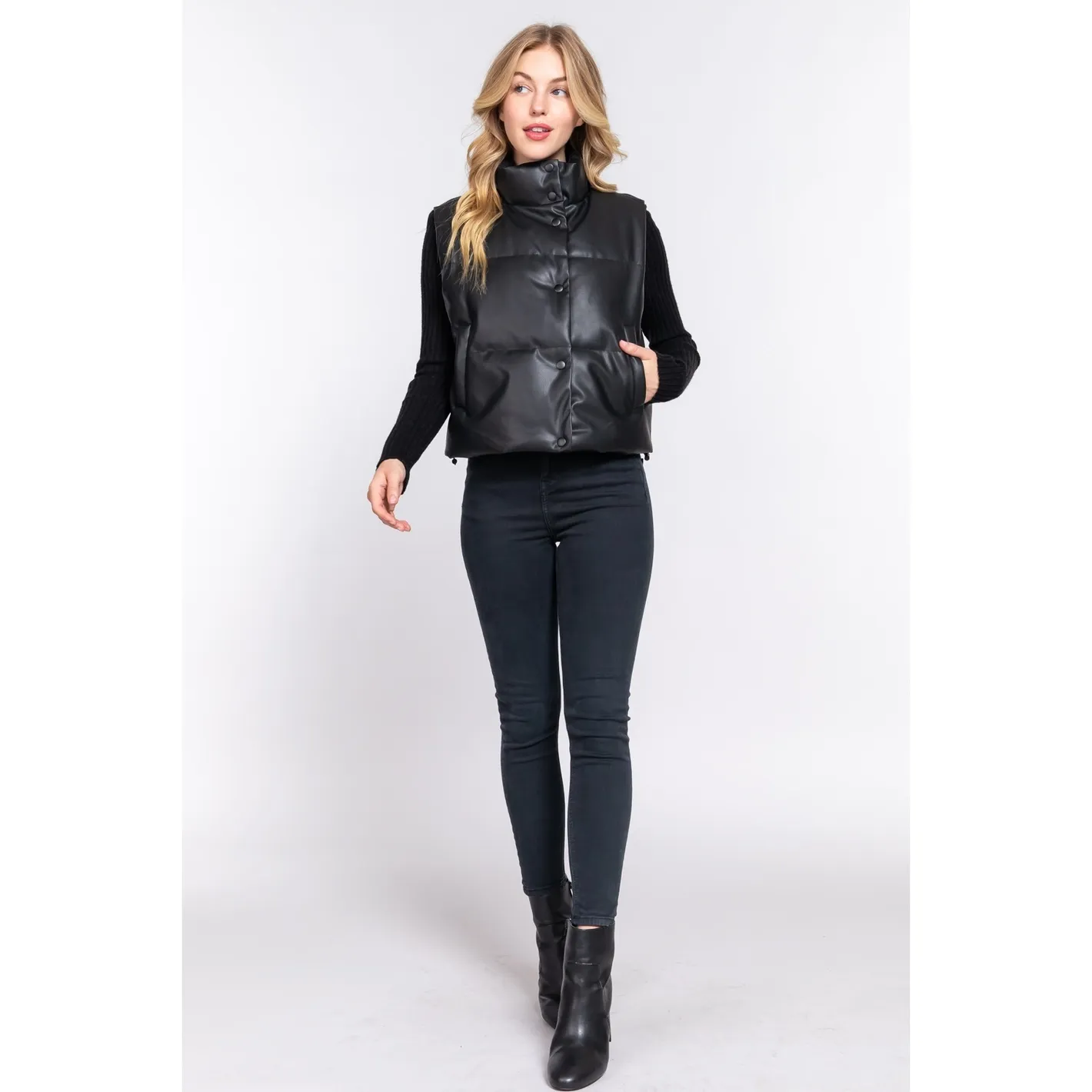 Puffer Vest | Faux Leather sold by Bella Chic product image thumbnail 4
