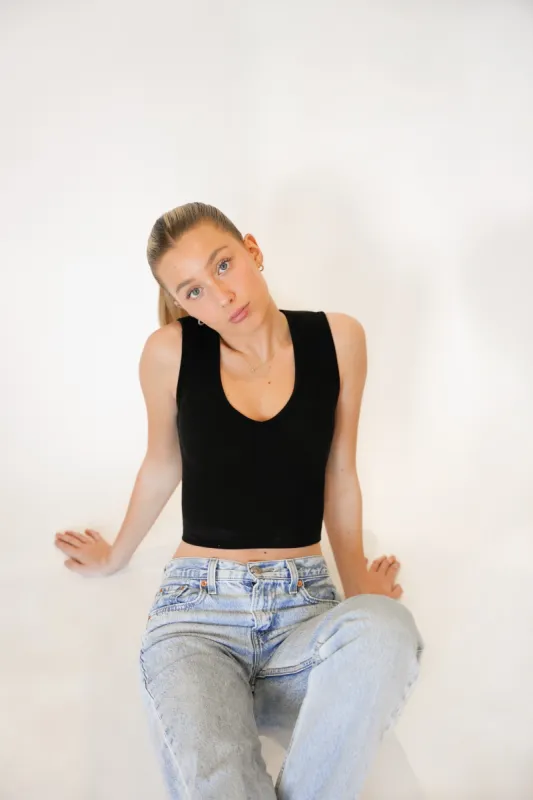 Sylvie Reversible Crew Vneck Top | Black sold by Bella Chic