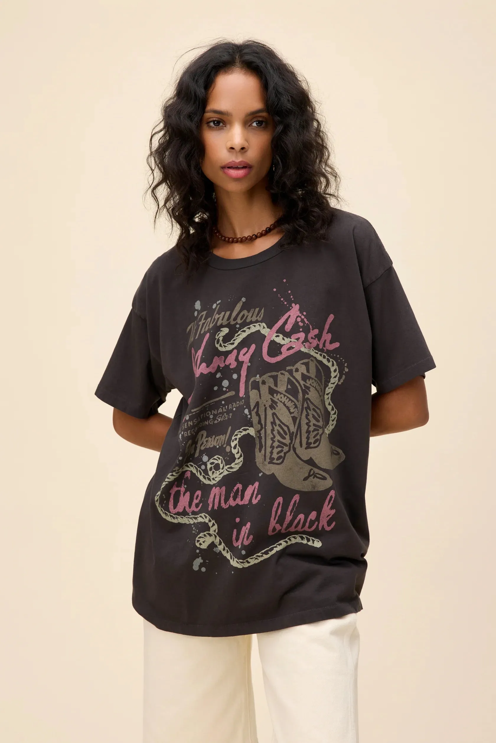 Johnny Cash Watercolour Merch Tee | Reactive Black sold by Bella Chic