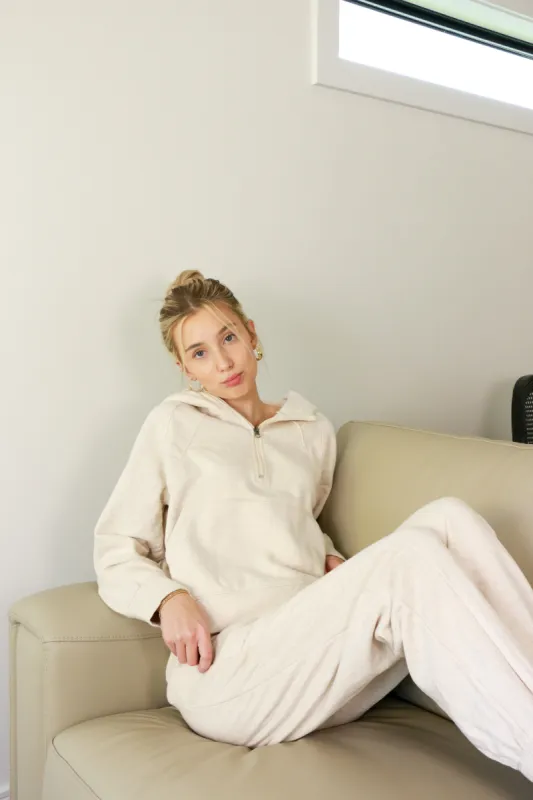 Pattie Fleece Jogger | Heather Oatmeal sold by Bella Chic