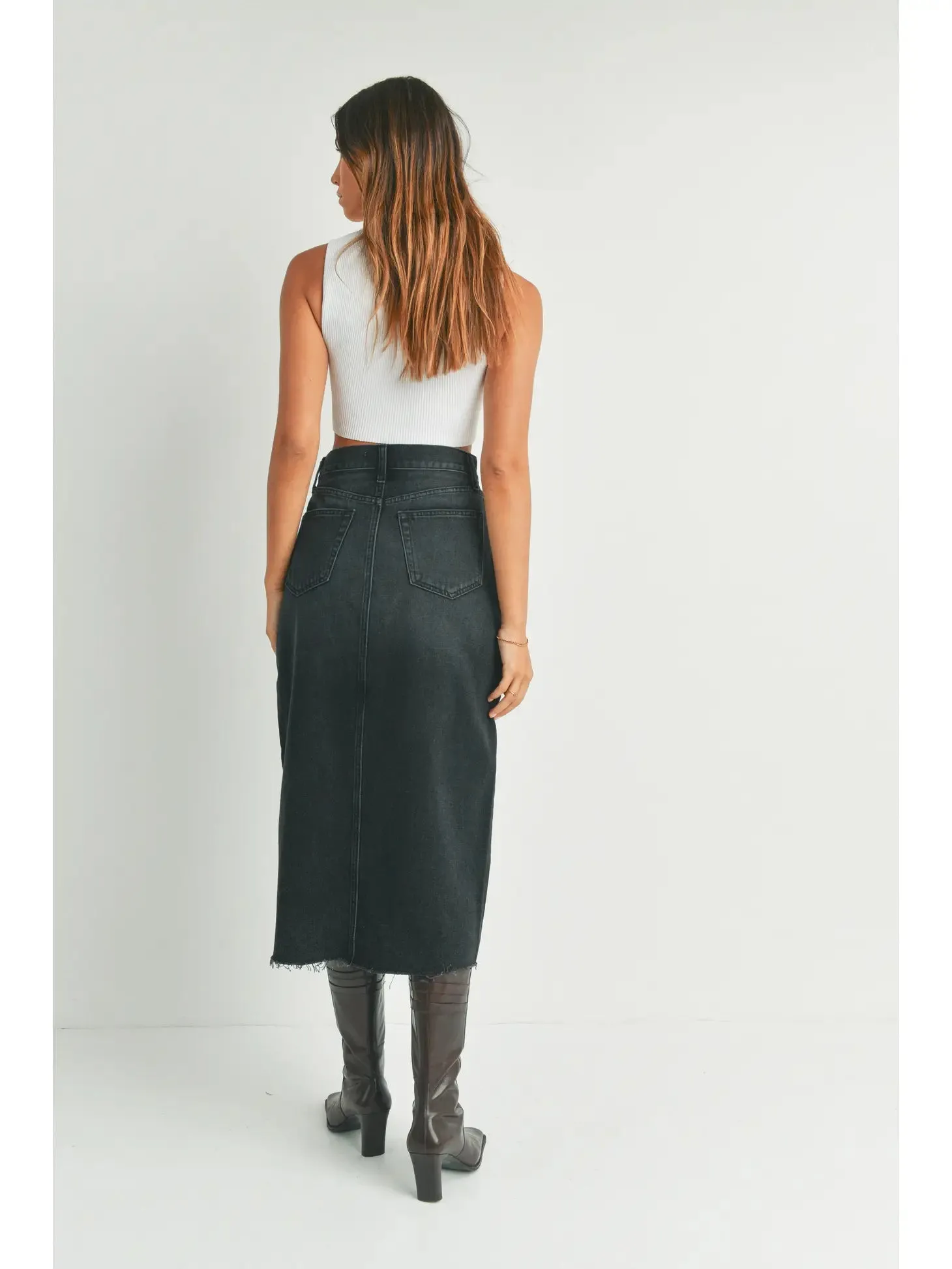 Sawyer Denim Split Skirt | Black sold by Bella Chic product image thumbnail 2