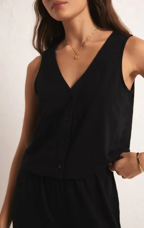 Solace Textured Slub Top | Black sold by Bella Chic