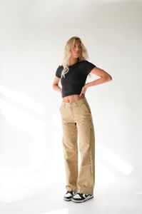 Baggy Trouser | Khaki sold by Bella Chic