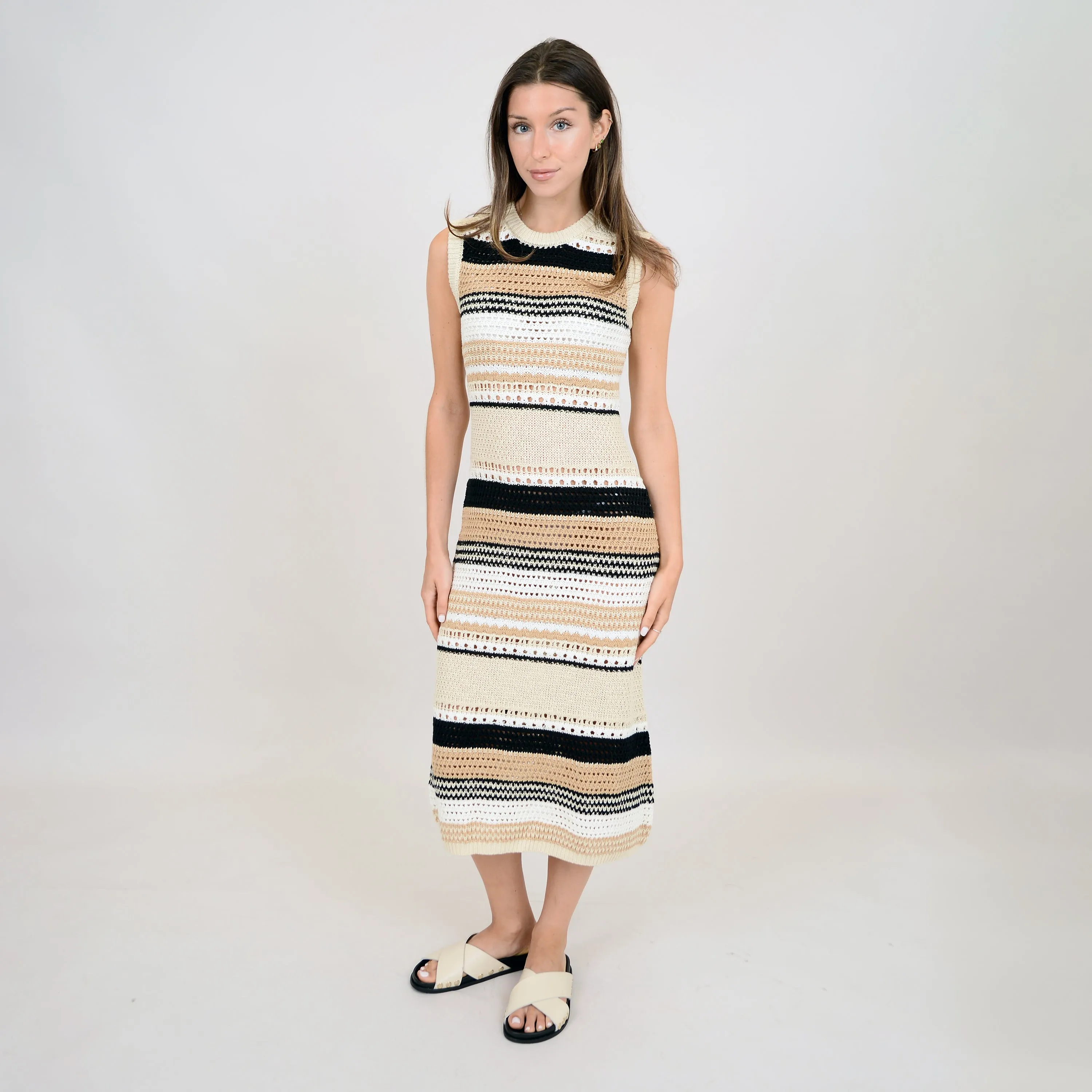Dixie Sleeveless Crew Neck Dress | White Beach sold by Bella Chic