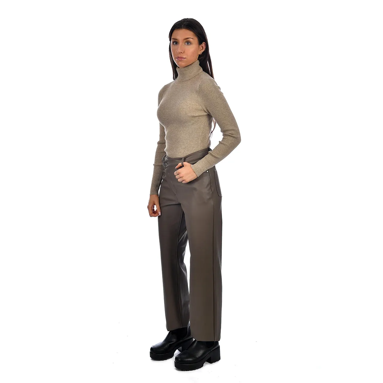 Polly Rib Turtleneck Sweater | Dune Mel sold by Bella Chic product image thumbnail 2