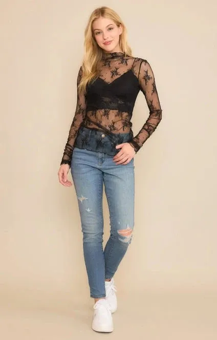 Mesh Lace Fitted Top | Black sold by Bella Chic product image thumbnail 2