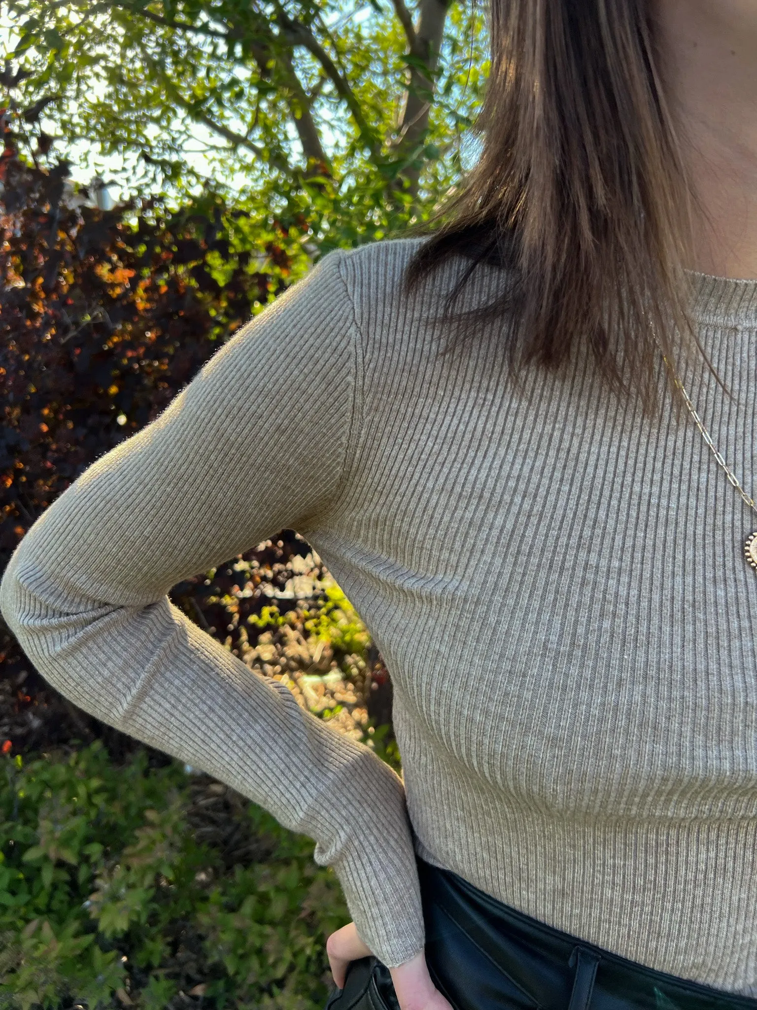 Polly Rib Crew Neck | Dune Mel sold by Bella Chic product image thumbnail 2