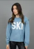 'SKI' Graphic Crew Neck Knit | Blue sold by Bella Chic
