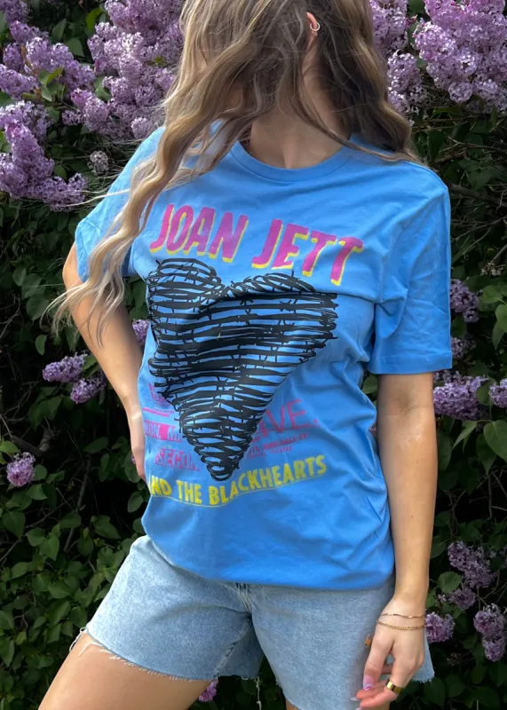 Joan Jett Heart Graphic Tee | Lt. Blue sold by Bella Chic