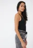 Seamless V-Neck Cami | Black sold by Bella Chic