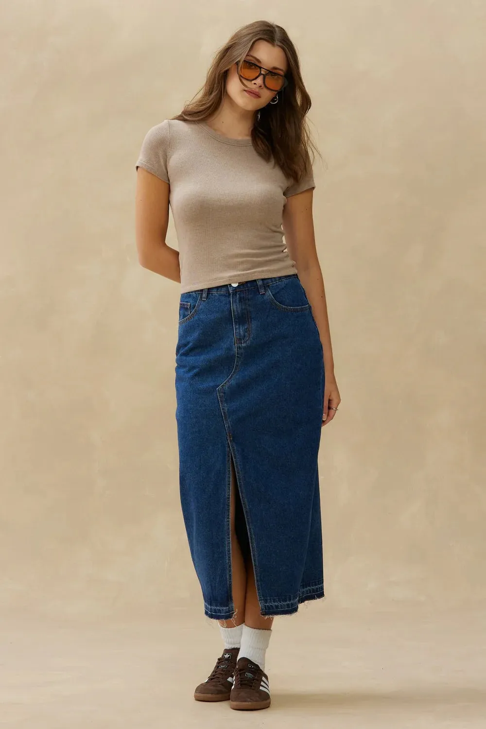 Plush Rib Tee | Melange Almond sold by Bella Chic product image thumbnail 2