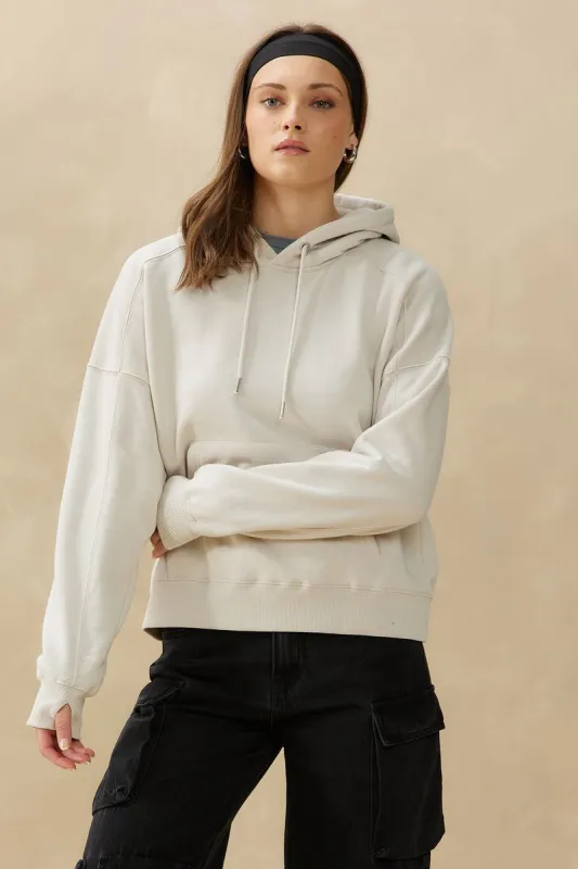Contour Line Perfect Hoodie | Cream sold by Bella Chic