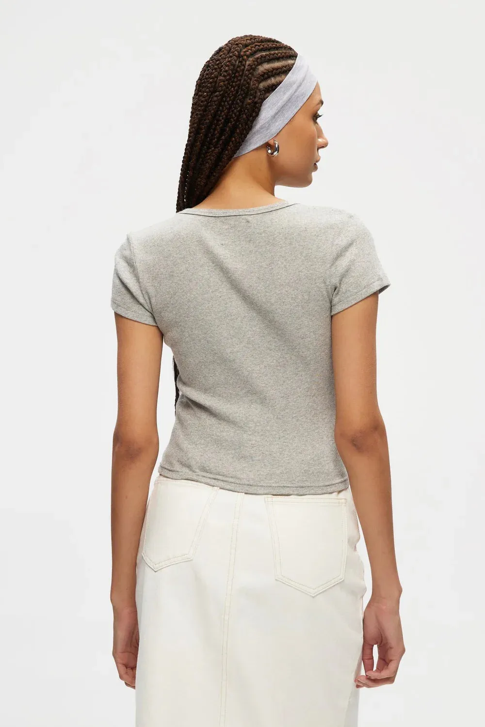 Essential Rib Tee | Heather Grey sold by Bella Chic product image thumbnail 2