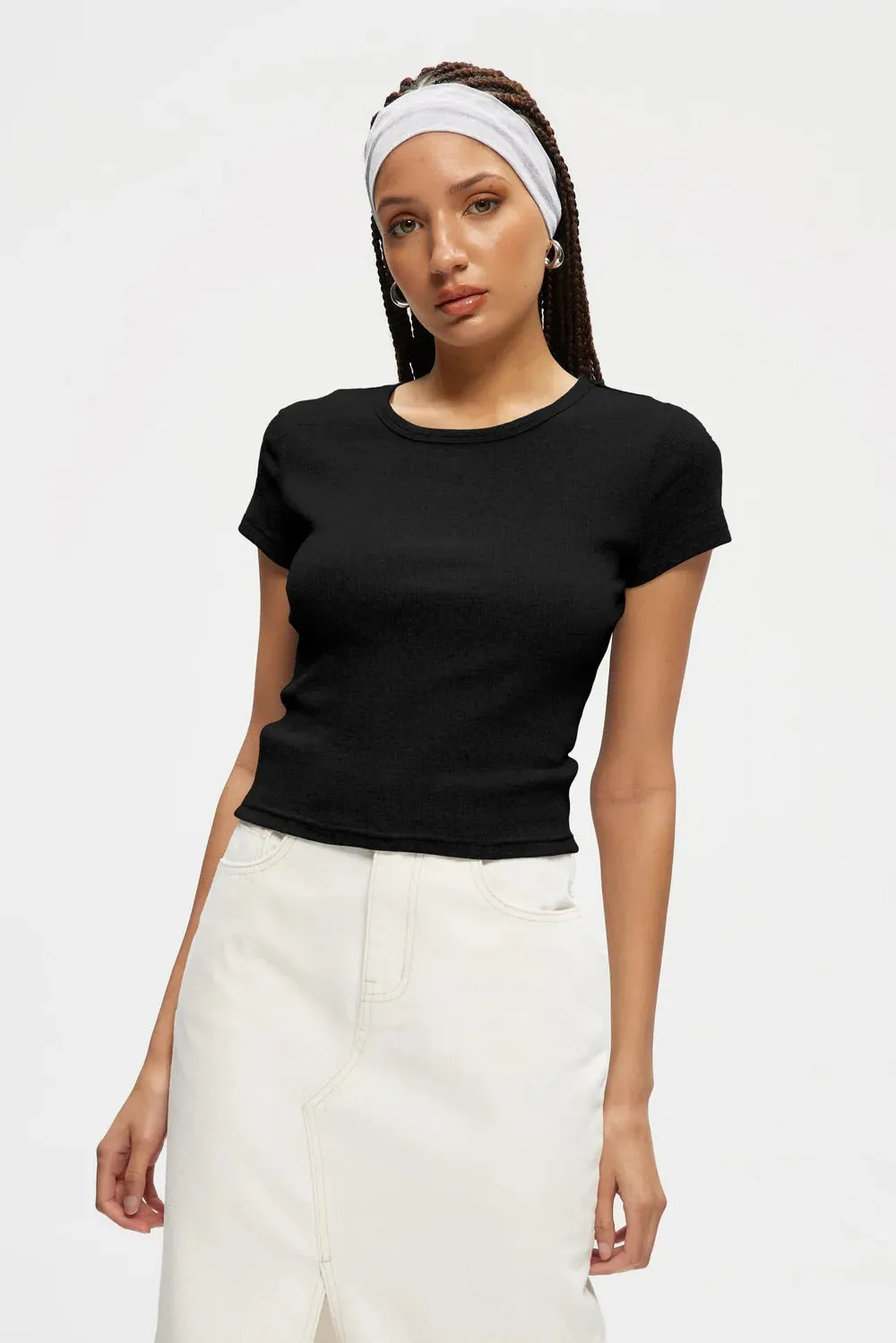 Essential Rib Tee | Black sold by Bella Chic