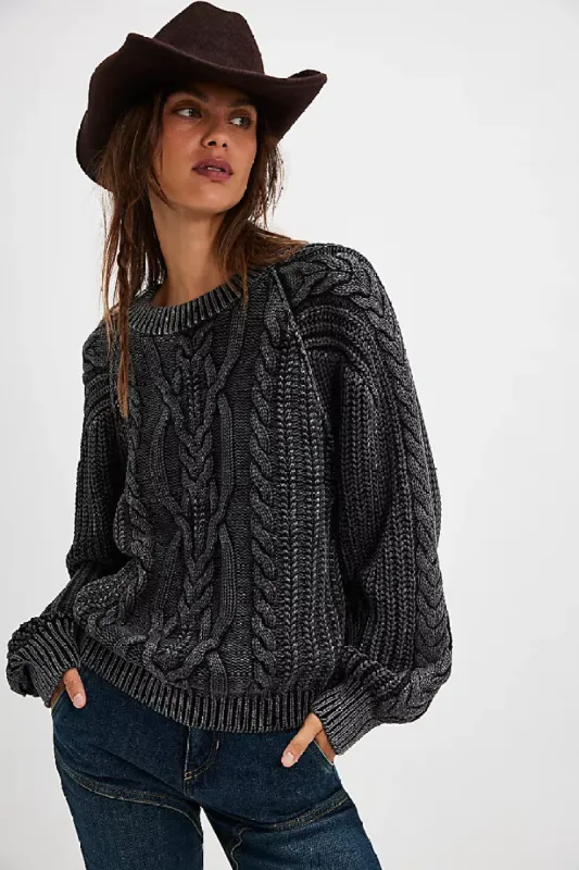 Frankie Cable Sweater | Black sold by Bella Chic
