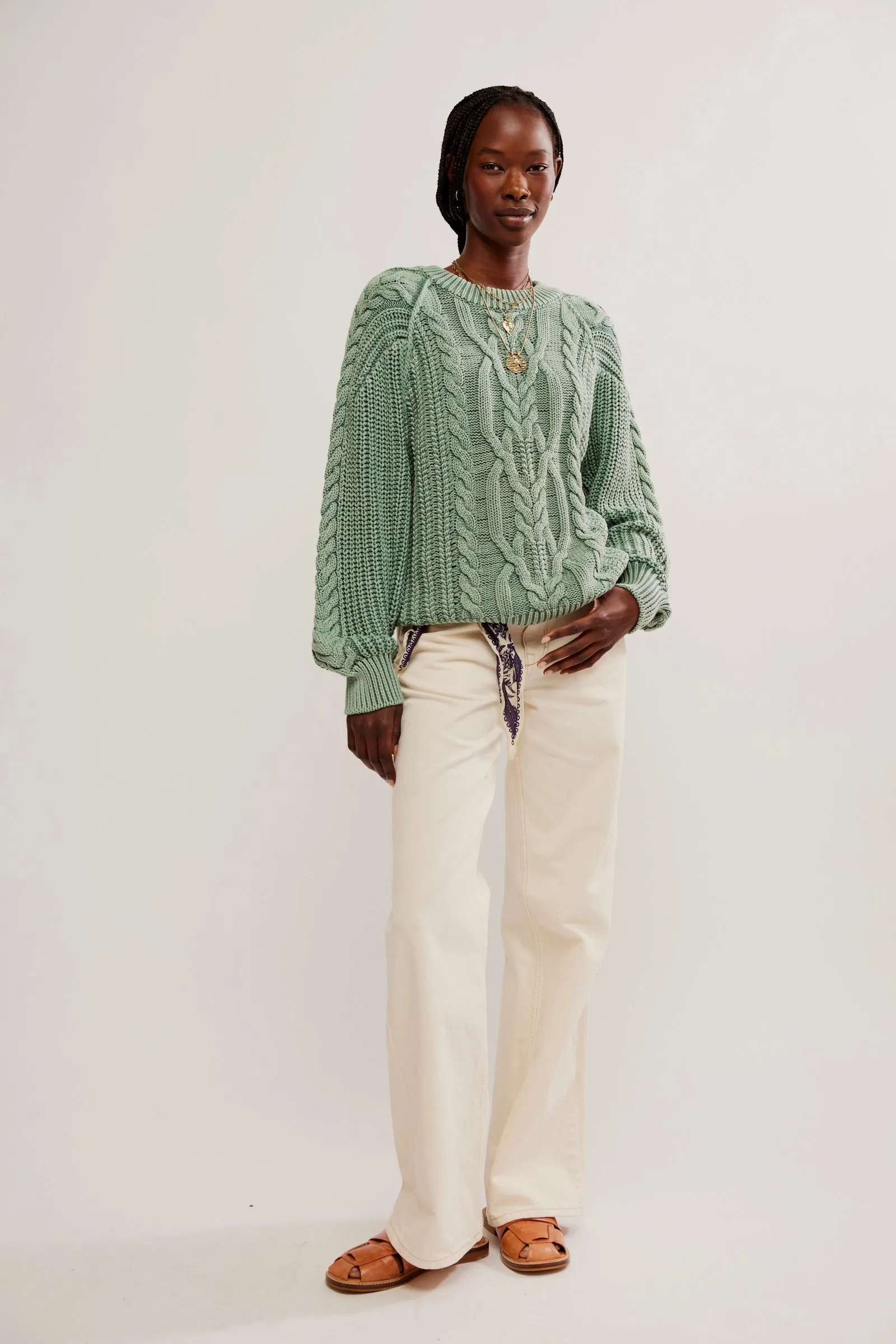 Frankie Cable Sweater | Sea Spray sold by Bella Chic product image thumbnail 2