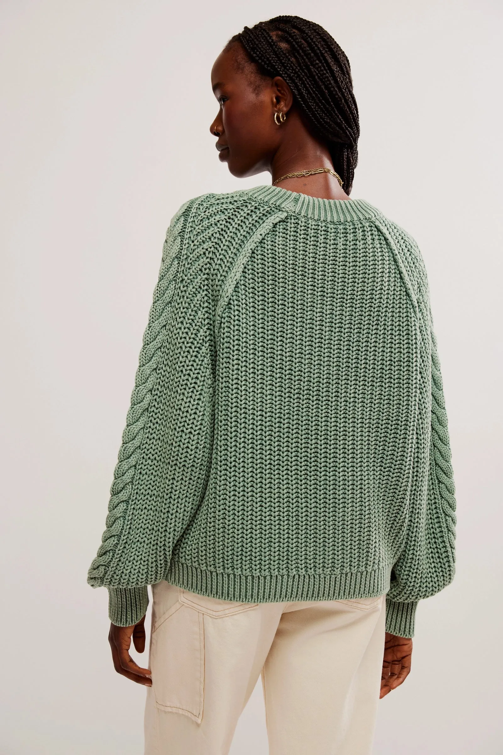 Frankie Cable Sweater | Sea Spray sold by Bella Chic product image thumbnail 5