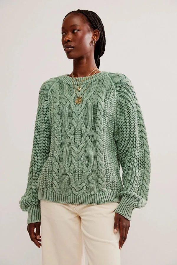 Frankie Cable Sweater | Sea Spray sold by Bella Chic