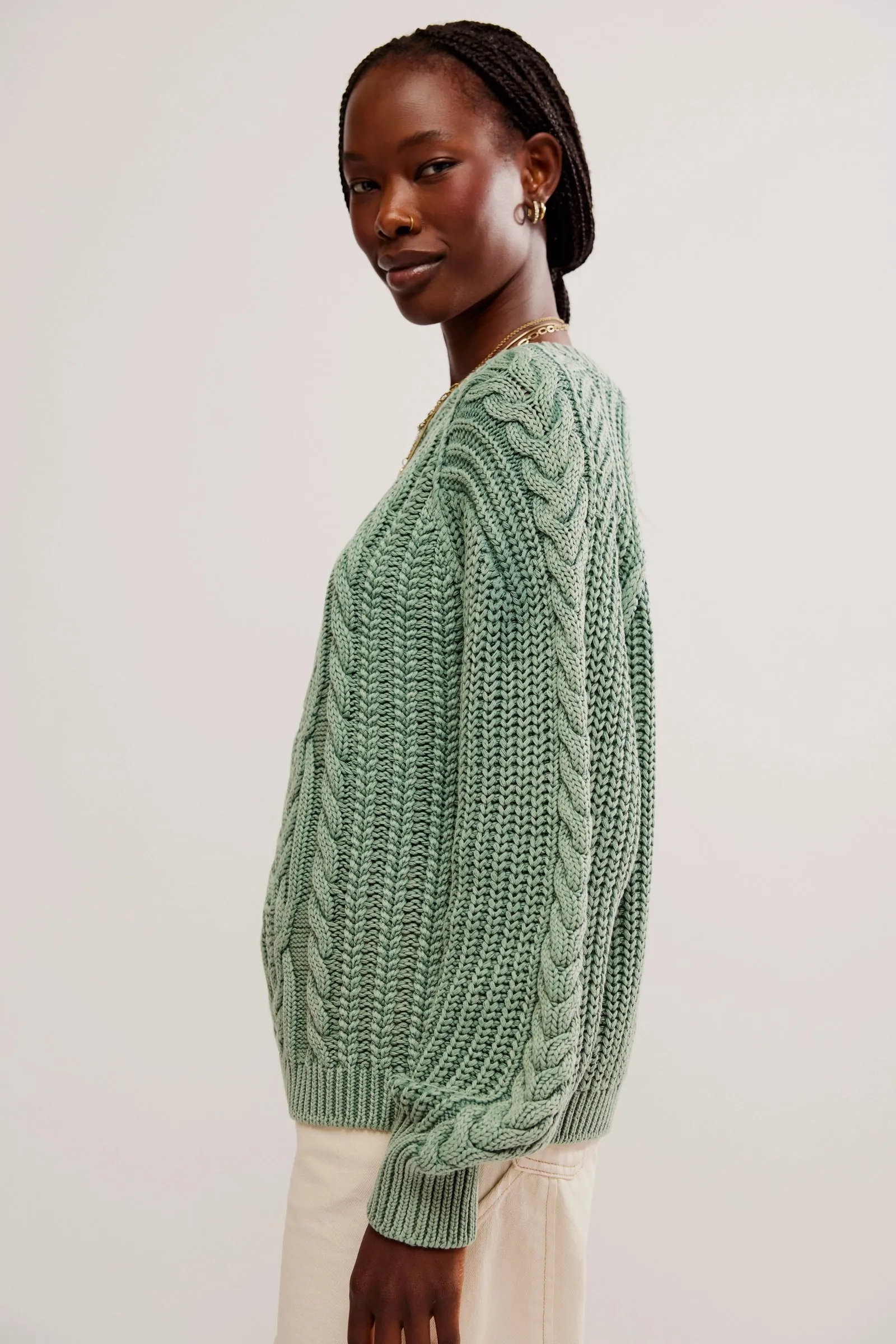 Frankie Cable Sweater | Sea Spray sold by Bella Chic product image thumbnail 4