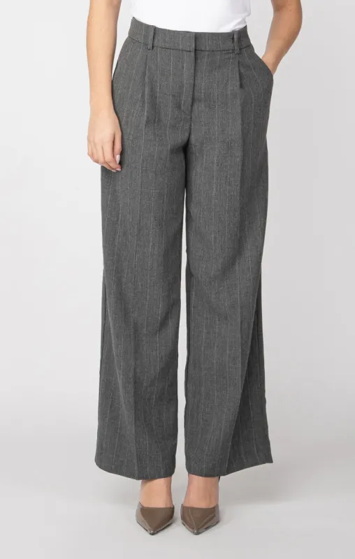 Wide Leg Trouser | Grey Pin Stripe sold by Bella Chic