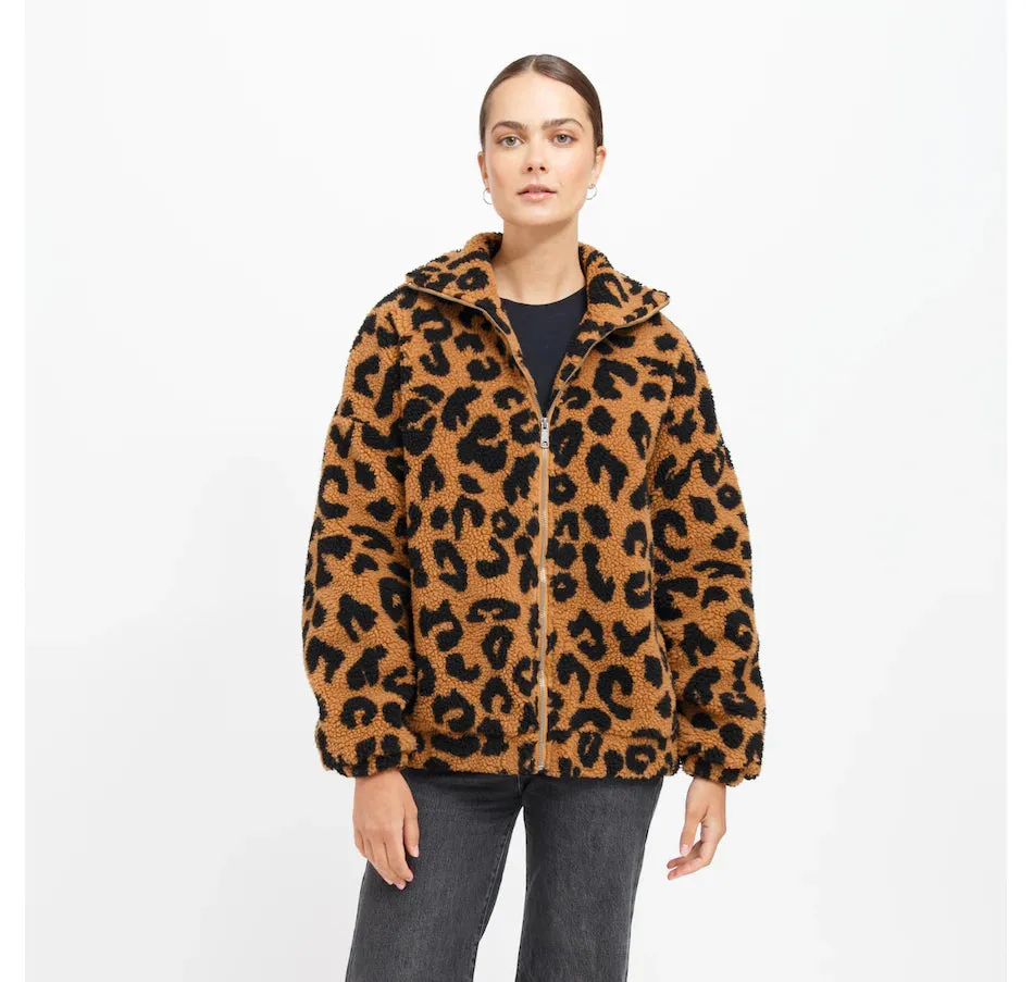 Leopard Sherpa Zip Jacket | Brown Leopard sold by Bella Chic product image thumbnail 3