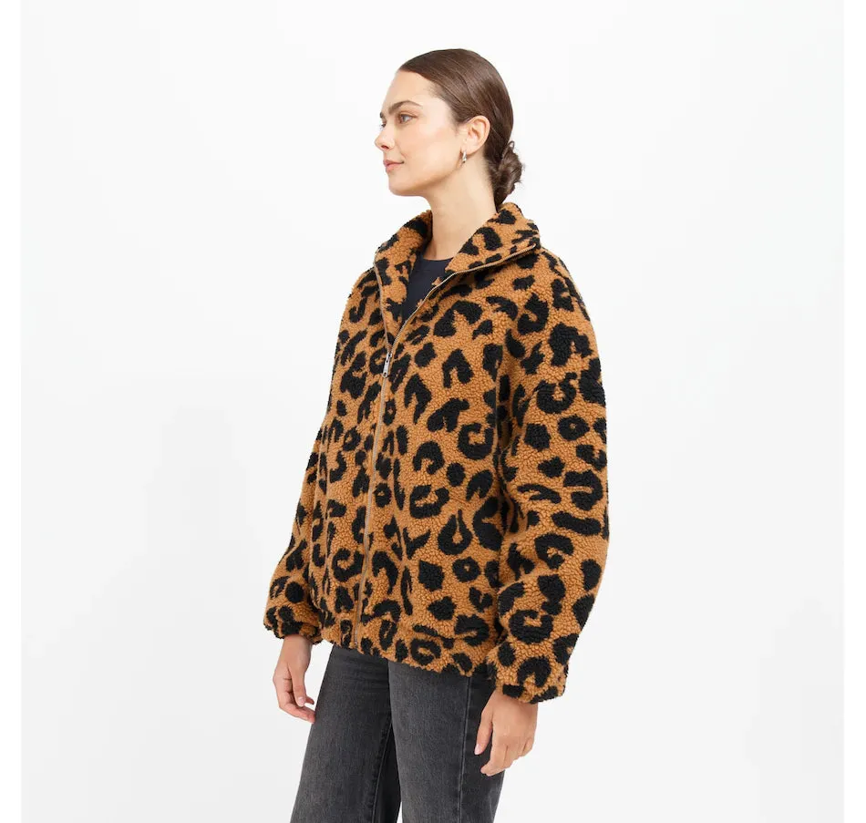 Leopard Sherpa Zip Jacket | Brown Leopard sold by Bella Chic product image thumbnail 2
