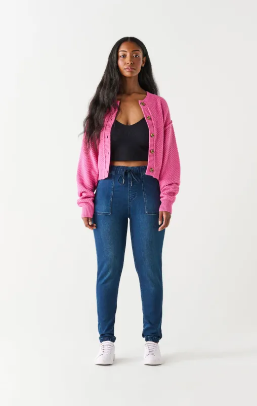 Sofia Knit Denim Jogger | Dark Indigo Wash sold by Bella Chic