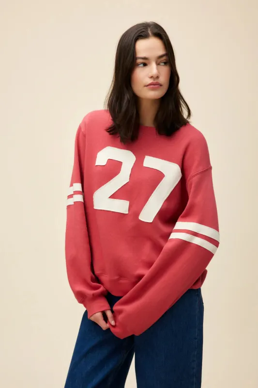 27 Varsity Sweatshirt | Washed Scarlet sold by Bella Chic