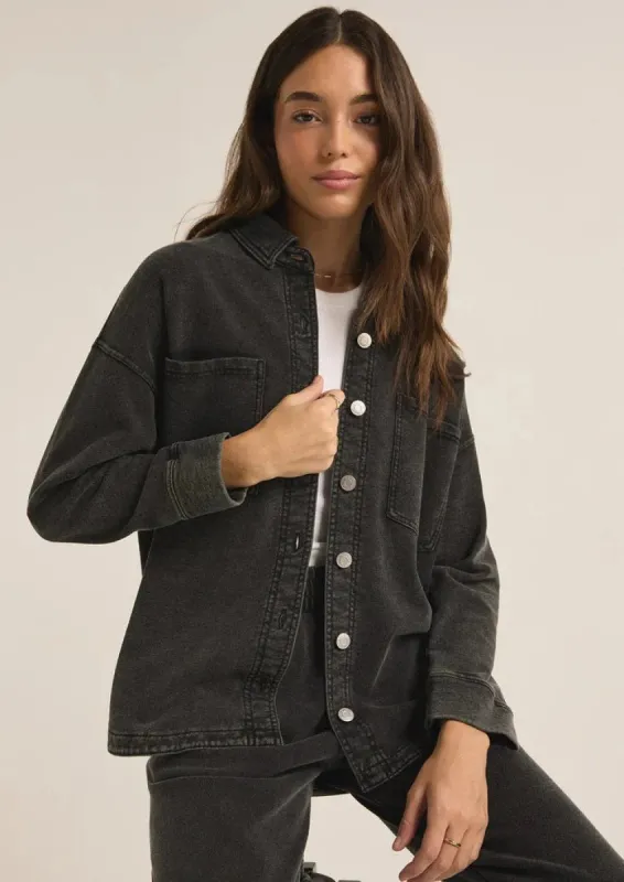 All Day Knit Denim Jacket | Vintage Black sold by Bella Chic