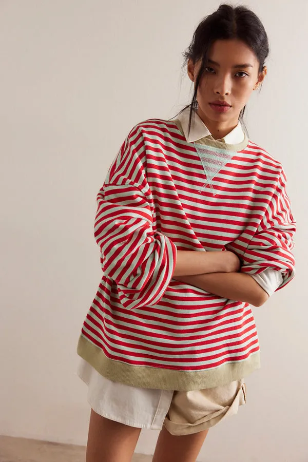 Classic Striped Crew | Cherry Combo sold by Bella Chic