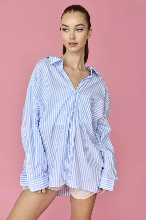 Luna Oversized Stripe Shirt | Blue sold by Bella Chic product image thumbnail 3