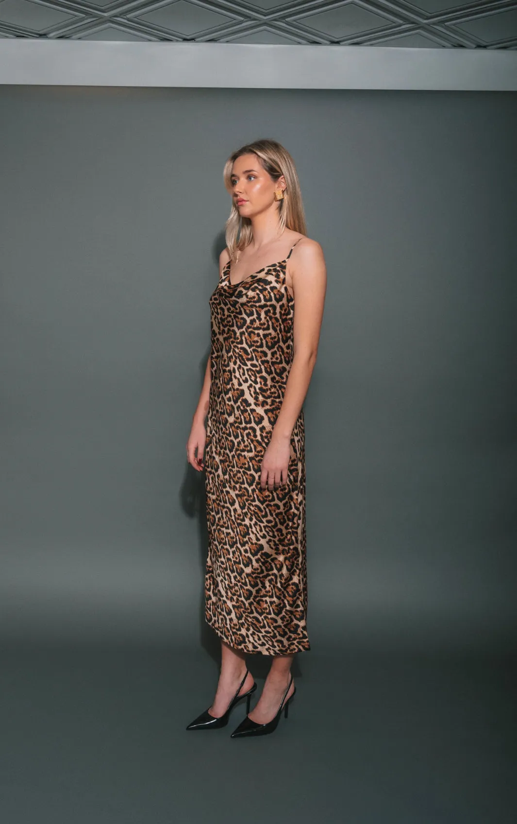 Crepe Cowl Neck Maxi Dress | Leopard sold by Bella Chic product image thumbnail 2