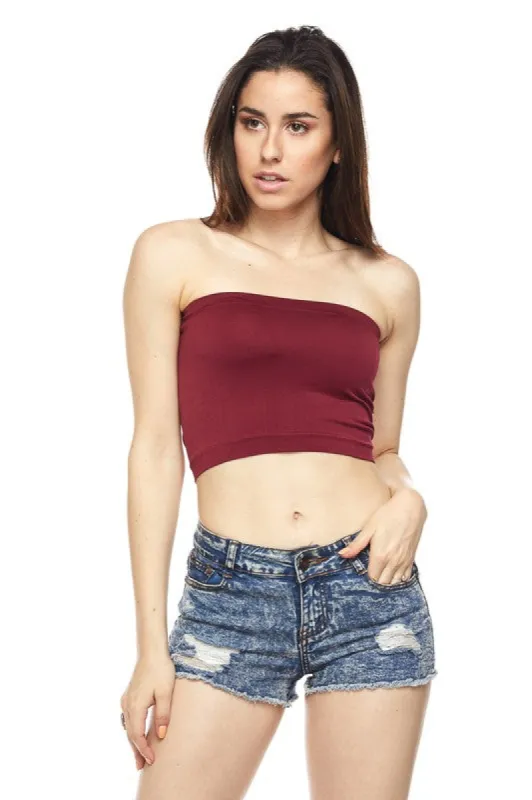 Take Me To The Beach Bandeau Tube | Burgundy sold by Bella Chic