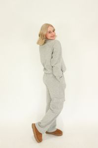 Cargo Wide Leg Sweat | Heather Grey sold by Bella Chic