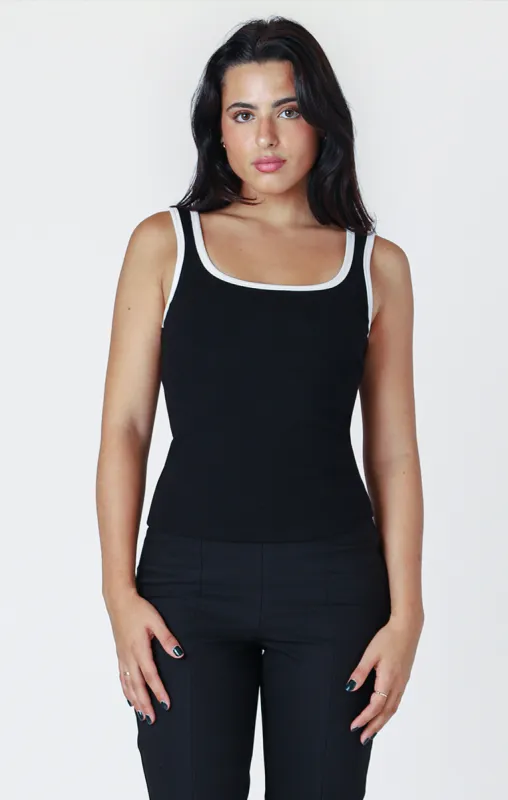 Contrast Trim Tank | Black/White sold by Bella Chic