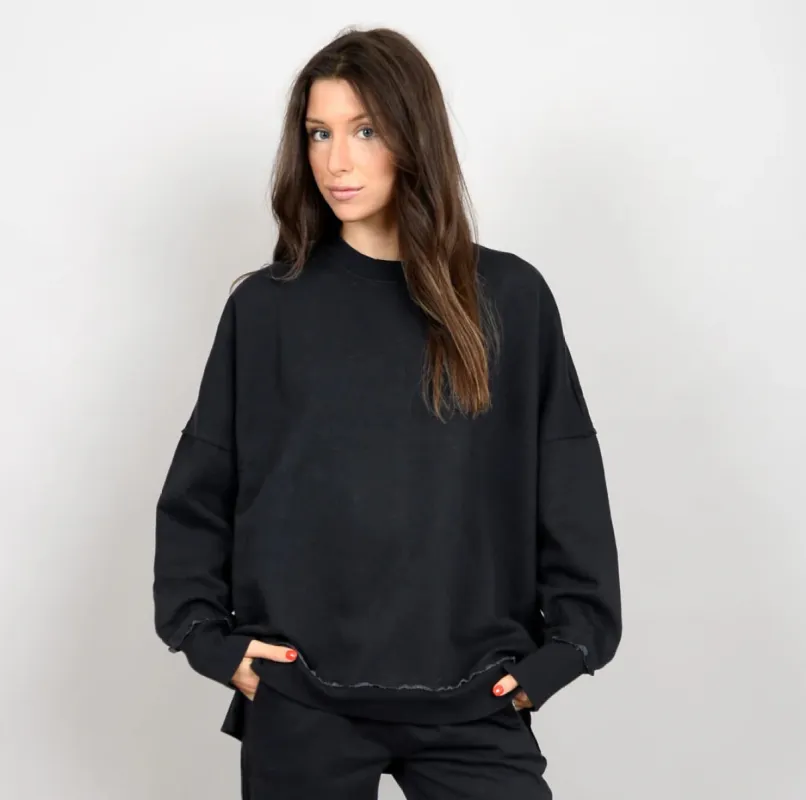 Mikka LS Long Pullover | Vintage Black sold by Bella Chic