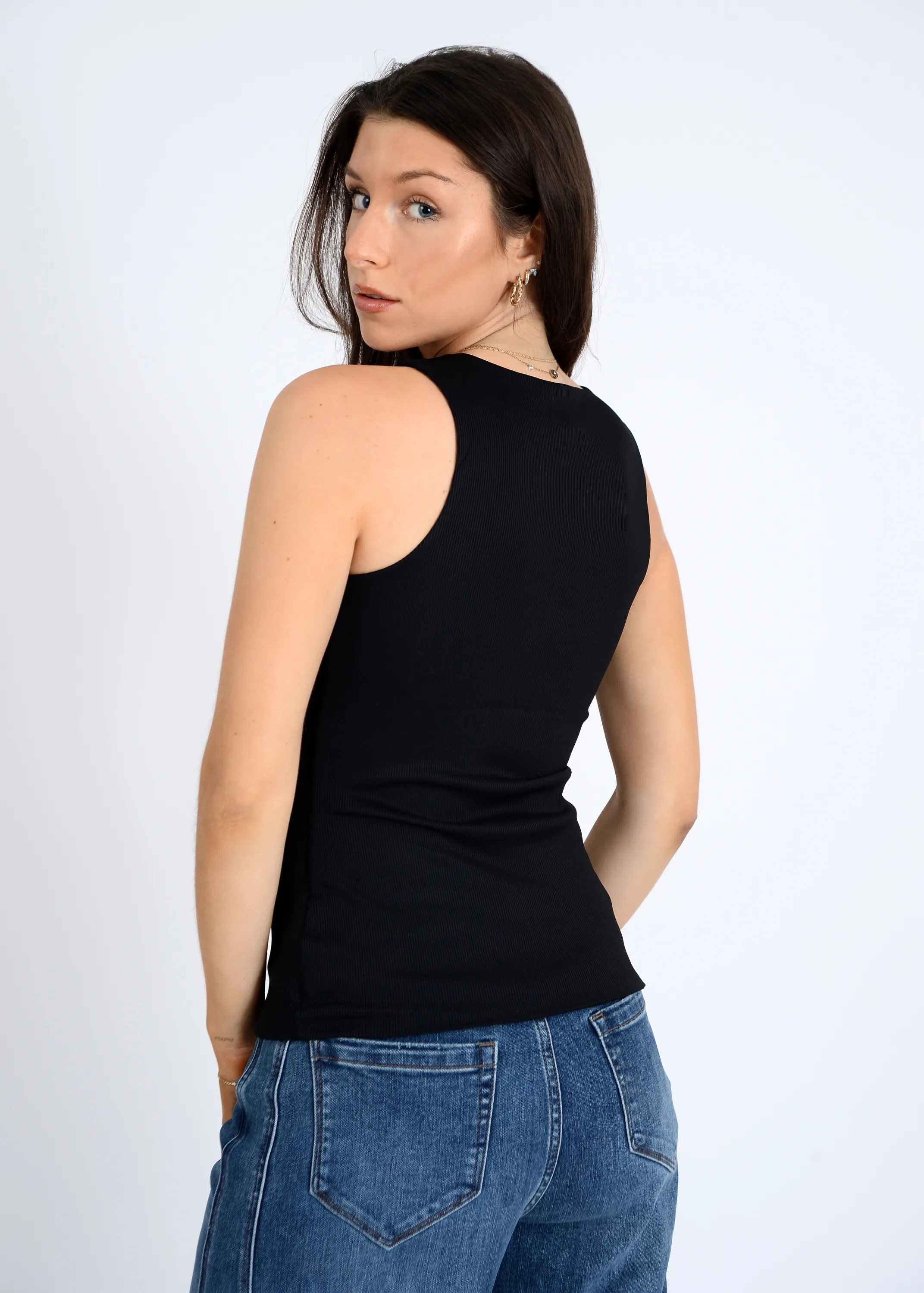 Maria Rib Crewneck Tank | Black sold by Bella Chic product image thumbnail 3