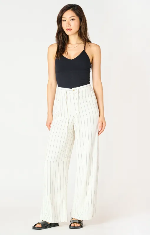 Wide Leg Elastic Waist Pant | Sand/ Black Stripe sold by Bella Chic