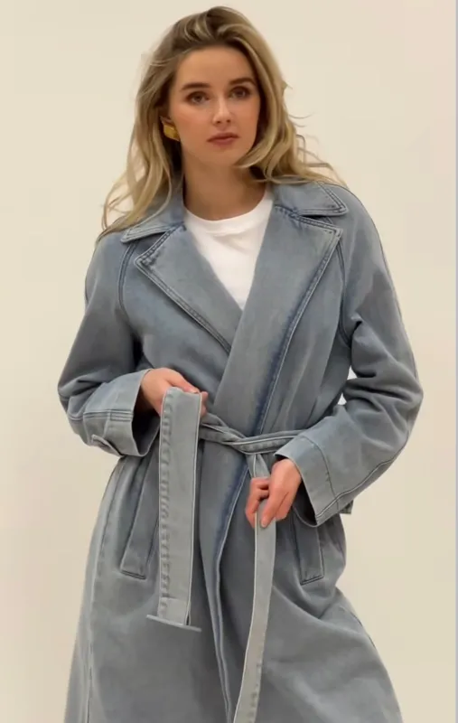The Caitlin Denim Trench Coat sold by Bella Chic