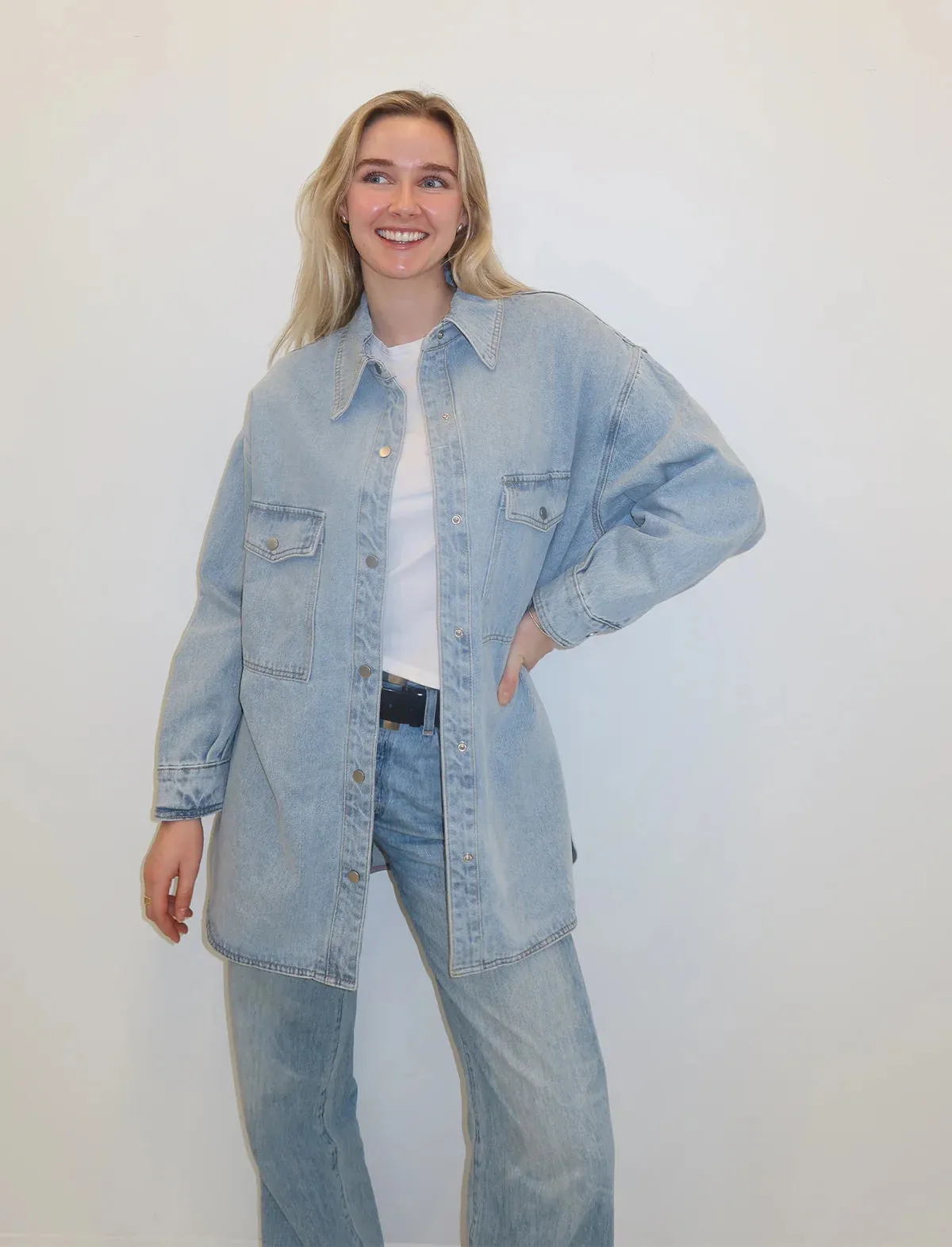 Dolly Denim Jacket | Light Blue Denim sold by Bella Chic