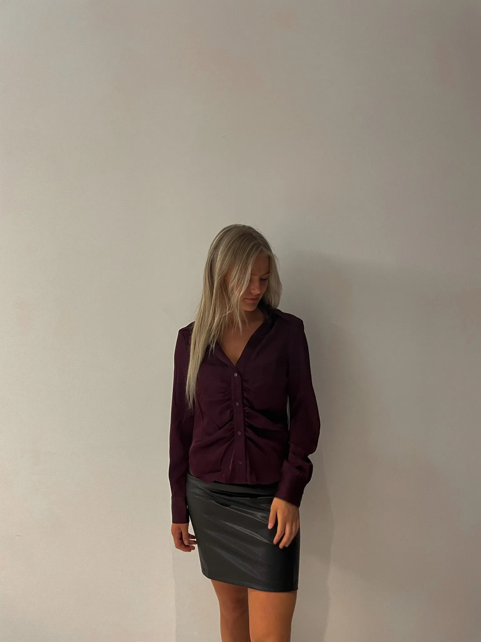 Riley Satin Ruched Front Blouse | Spice sold by Bella Chic