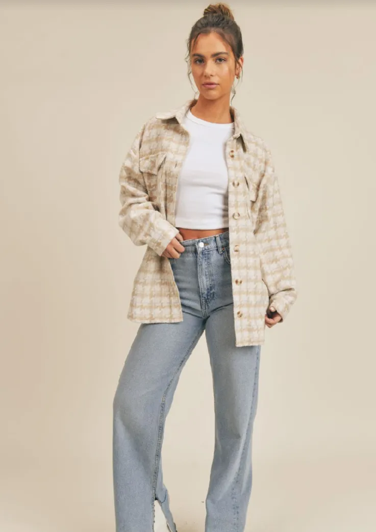 Lesley Houndstooth Shacket | Beige sold by Bella Chic product image thumbnail 5